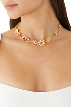 Bloom in Color Scatter Necklace, Plated Brass & Cubic Zirconia
